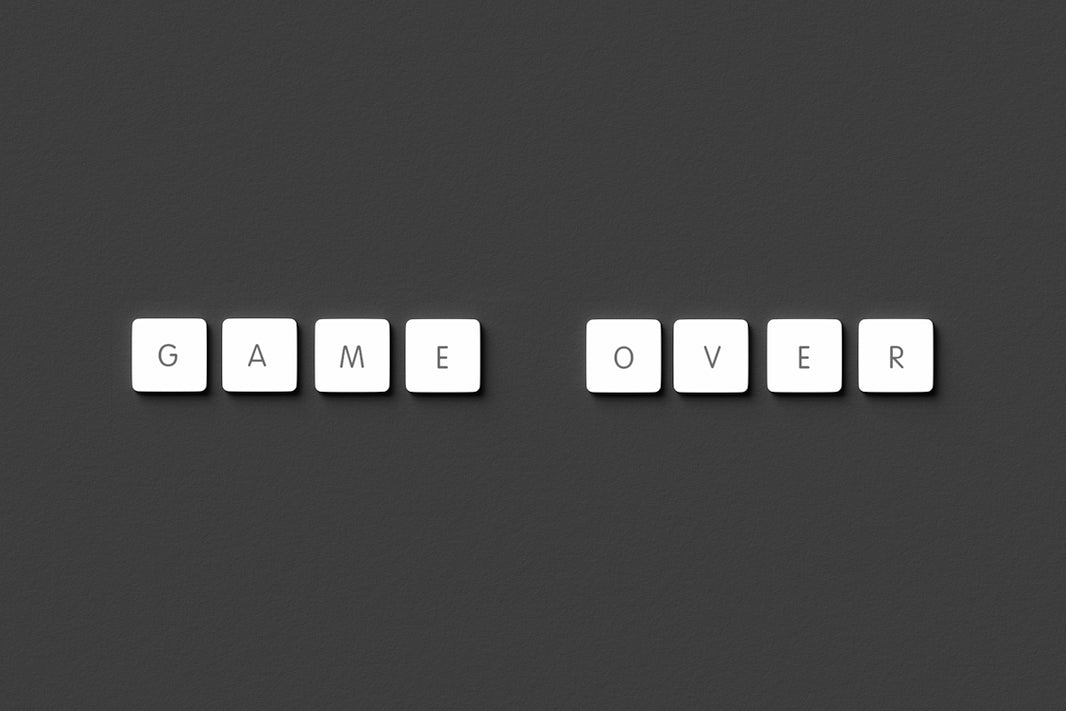 a black and white photo of the word game over