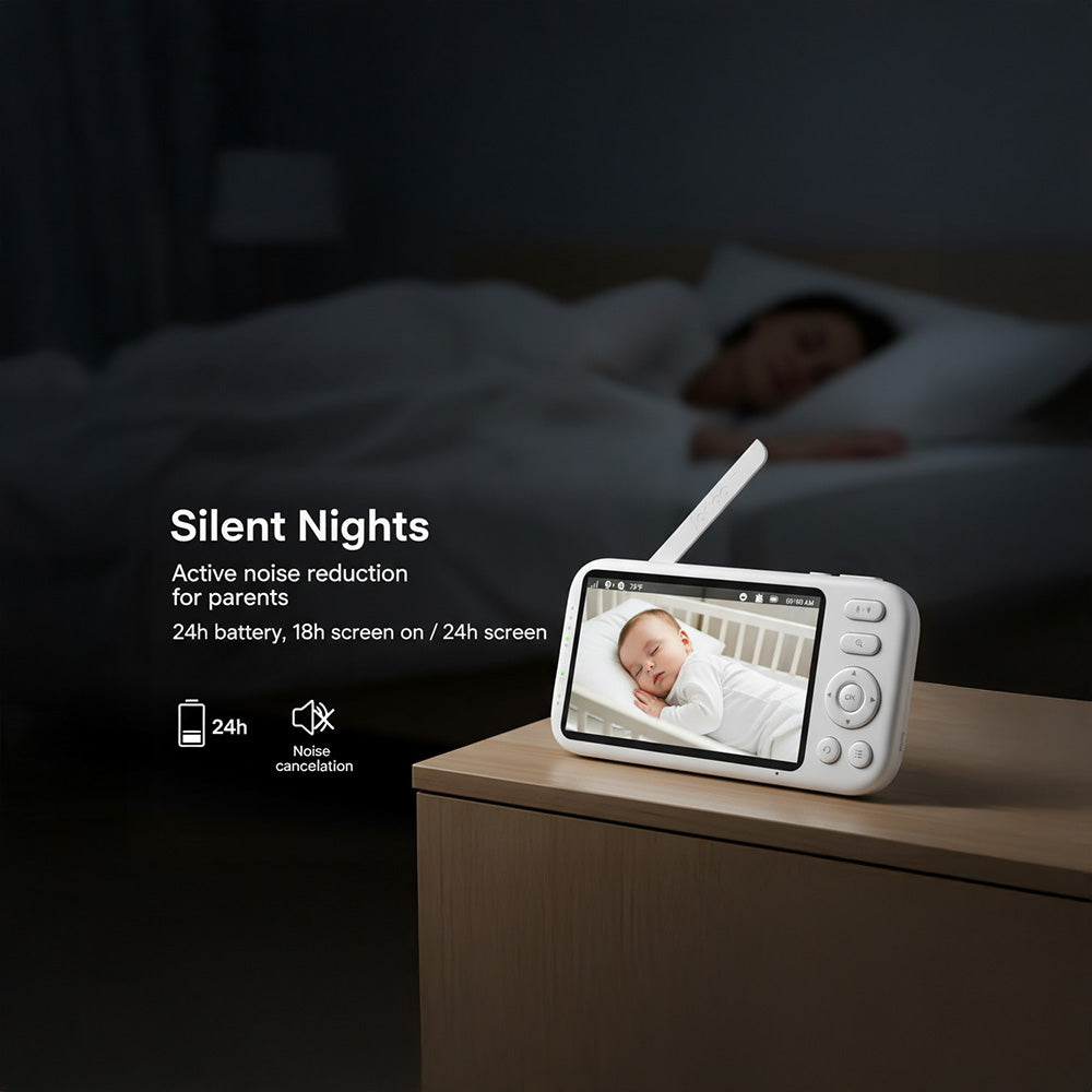 Smart 2K Baby Monitor – AI Cry Alerts, 5.5” HD Screen & 360° View